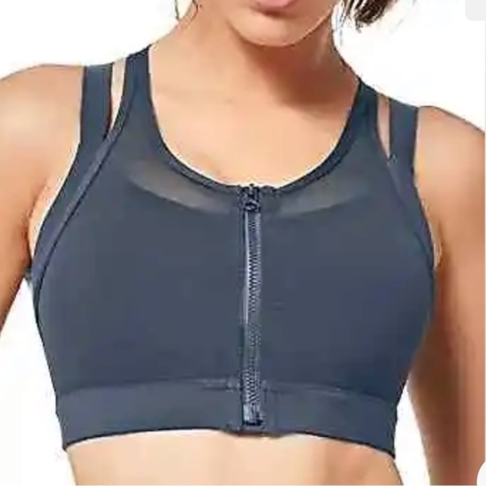 YVETTE Woman’s Power Zip Front Mesh Padded Running Bra Sz 8